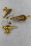 Set of 3 Aladdin-Style Brass Lamps – Enamel Decor-D03