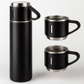 Black Insulated Thermos Flask with 2 Cups