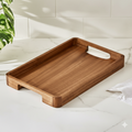 Wooden Serving Tray with Handles – Rectangular, Rustic Finish, 16x12